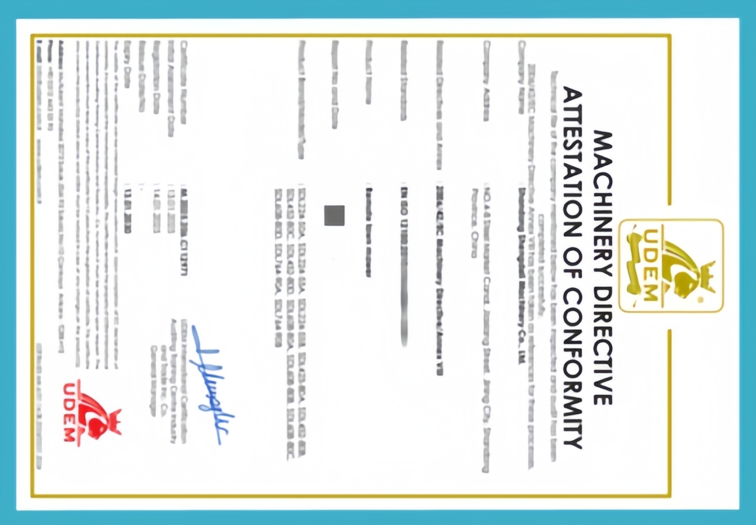 Declaration of Conformity with the Machinery Directive